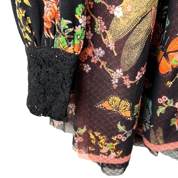 Cottagecore Fairycore Goth Mesh Floral Butterfly Robe Dress Reversible HAH M - Picture 4 of 10